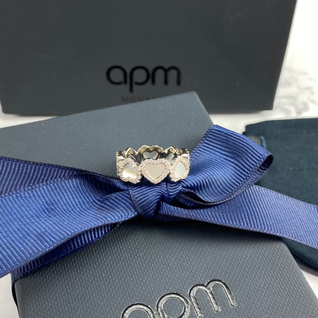 APM Monaco Silver Heart Ring with Diamonds